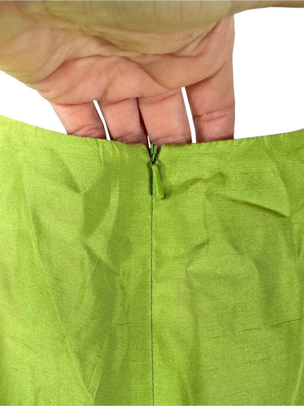 Talbots 100% Silk Sheath Dress 14P Chartreuse Green Bow Waist Petite Cocktail - Picture 12 of 16